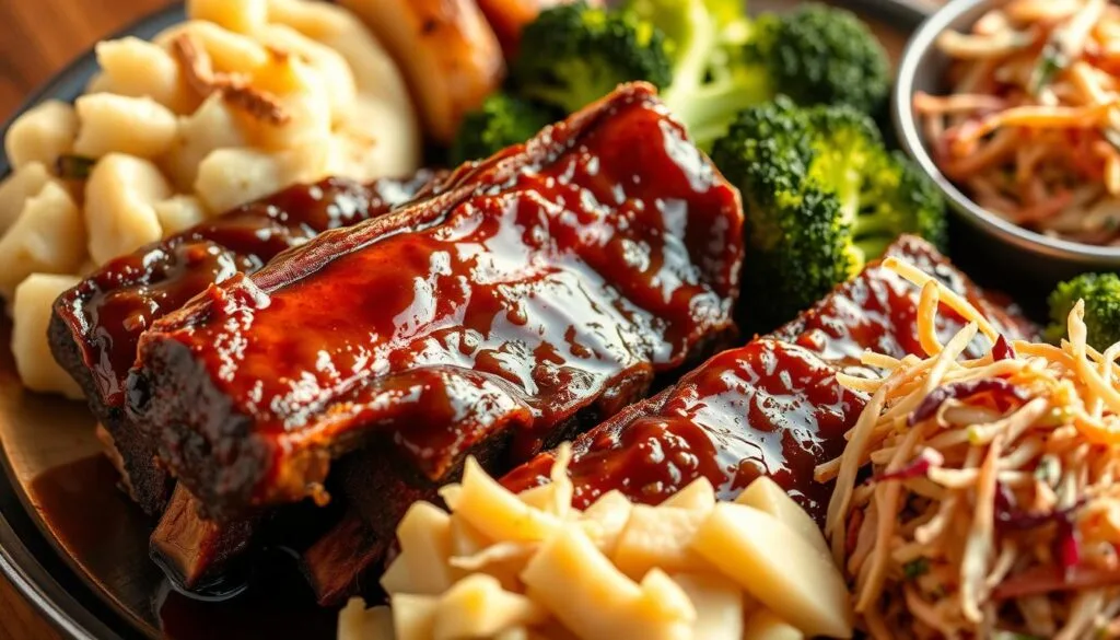 Serving beef ribs with side dishes Serving beef ribs with side dishes