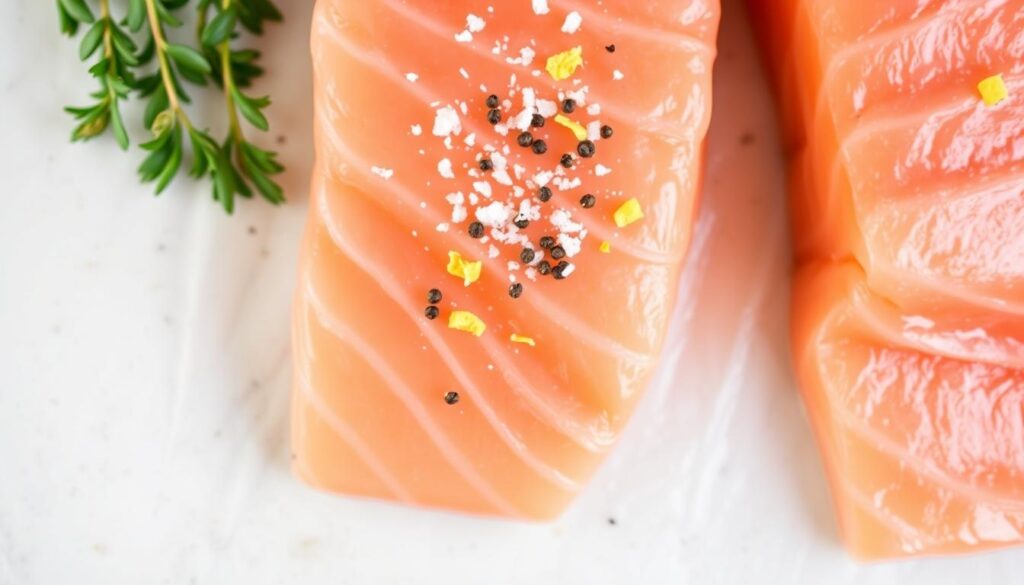 salmon fillets and seasonings salmon fillets and seasonings