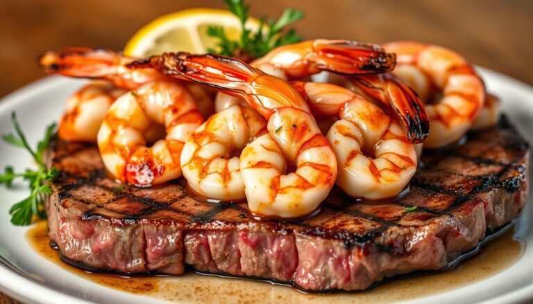 shrimp on steak