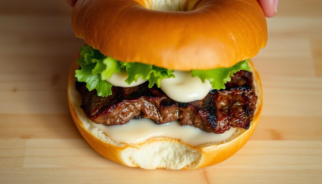 Assembling McDonald's Steak Bagel Assembling McDonald's Steak Bagel