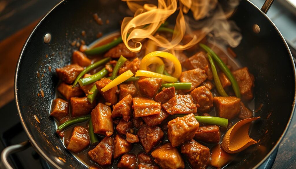 Szechuan Beef cooking Szechuan Beef cooking
