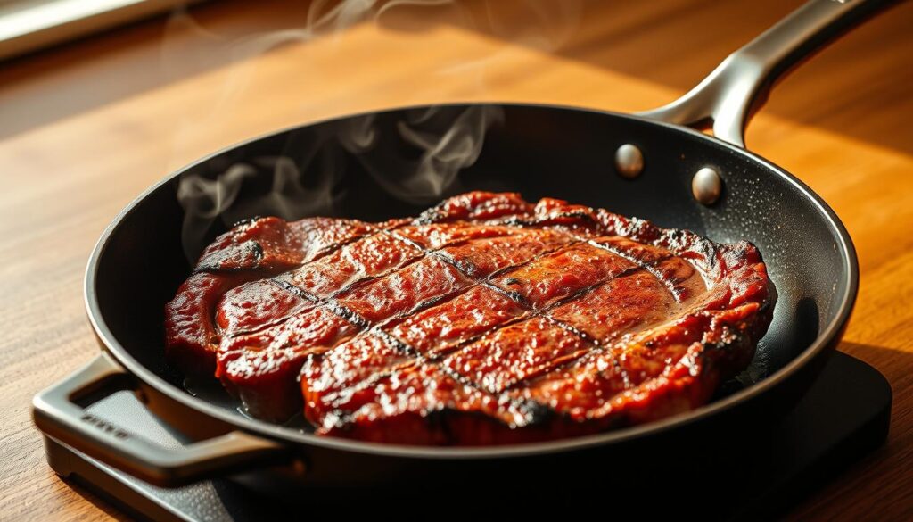 cooking picanha in a skillet cooking picanha in a skillet