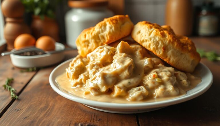 cream chicken over biscuits