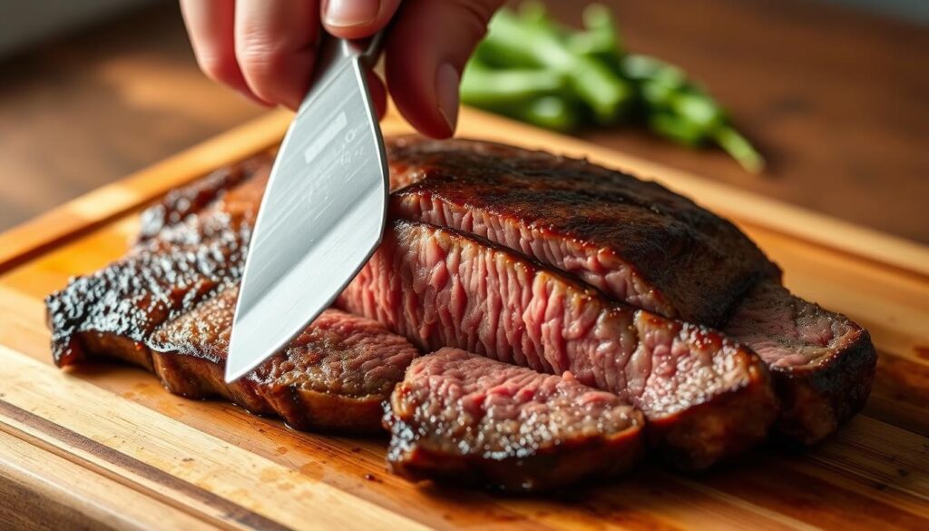 slicing NY steak against the grain slicing NY steak against the grain