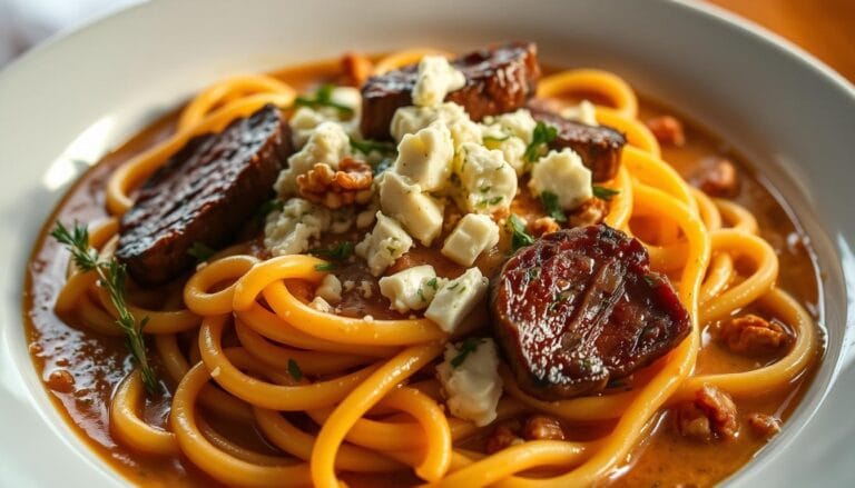 steak gorgonzola pasta